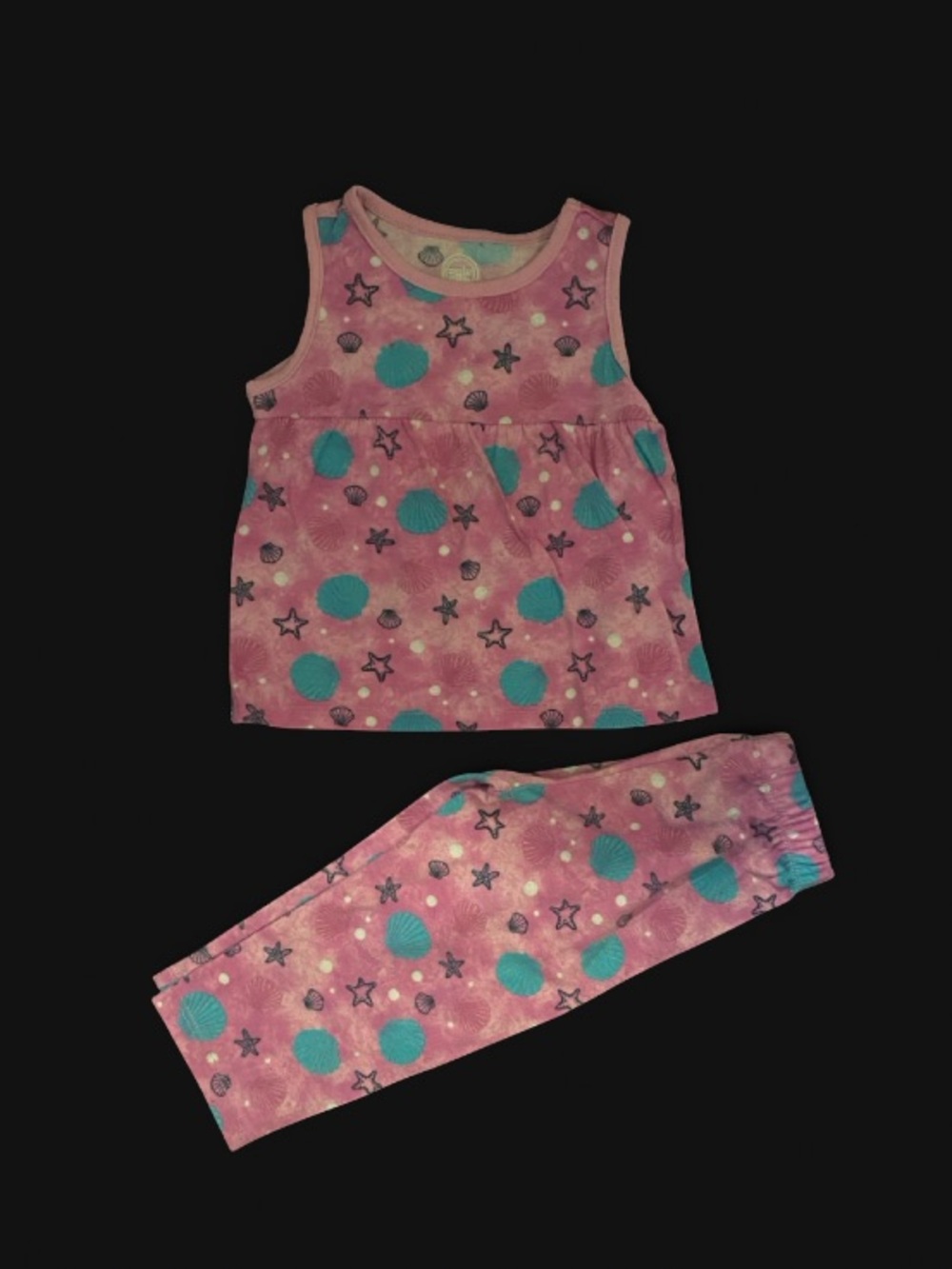 wonder nation Pink Sleeveless Pajama Set with Teal Dot Print